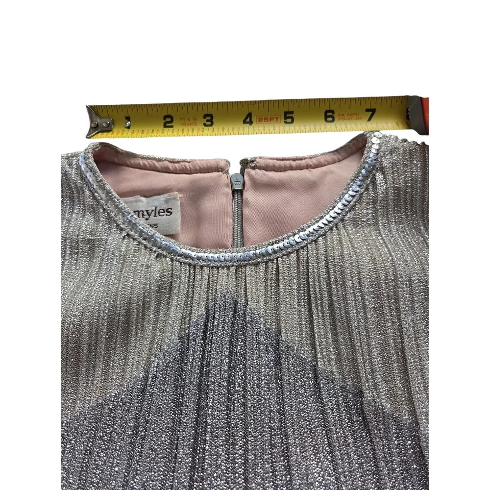 80s Vintage Morton Myles‎ For The Warrens Sz 10 Silver Lame Dress USA EUC - Picture 9 of 16
